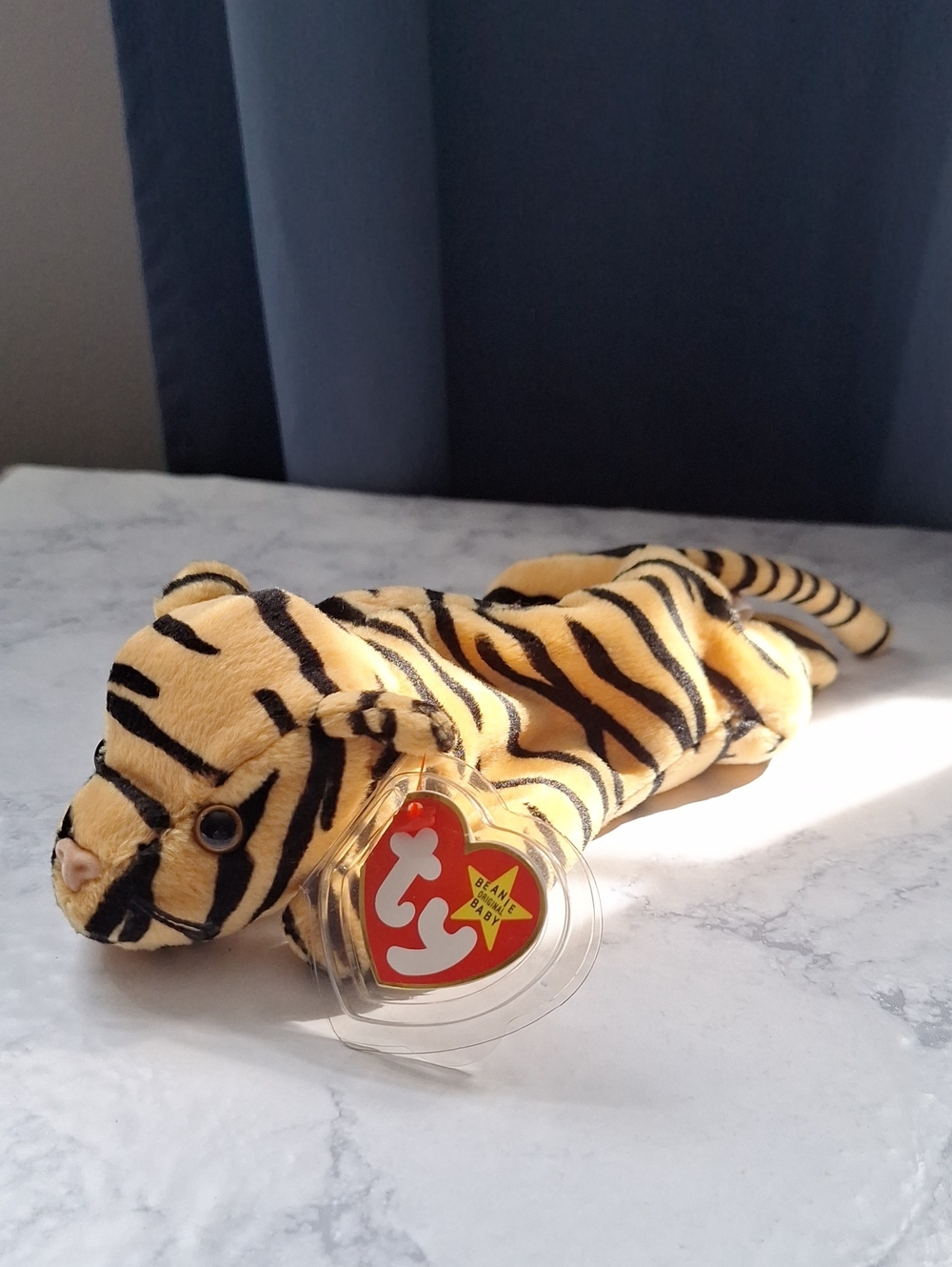 Stripes Ty Yellow and Black Tiger Plush with Heart Tag